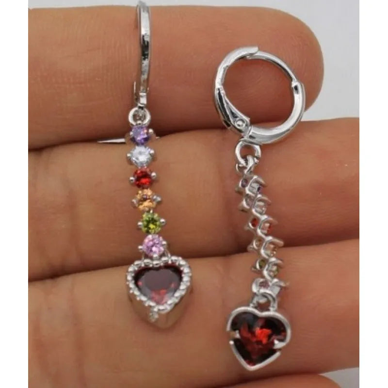 Gold and silver heart shaped alloy earrings for women with electroplated finish