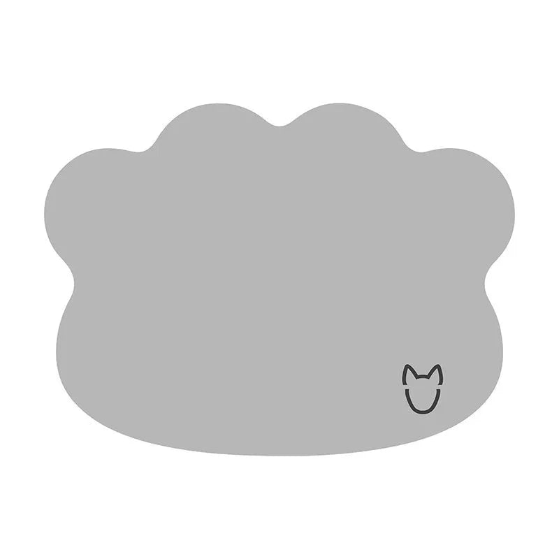 Pet ice mat cooling mattress for dogs in light grey colour showing dog head shaped design