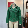 Punk style jacket with Peter Pan collar and drawstring waist in leather-look polyester fabric