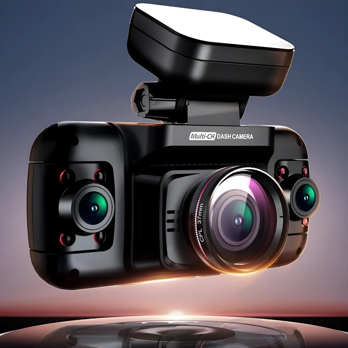 Car dashboard camera with multiple lens options and 2-inch screen