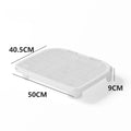 Milk yellow plastic cat litter mat with silicone anti-slip feet measuring 40x40.5cm