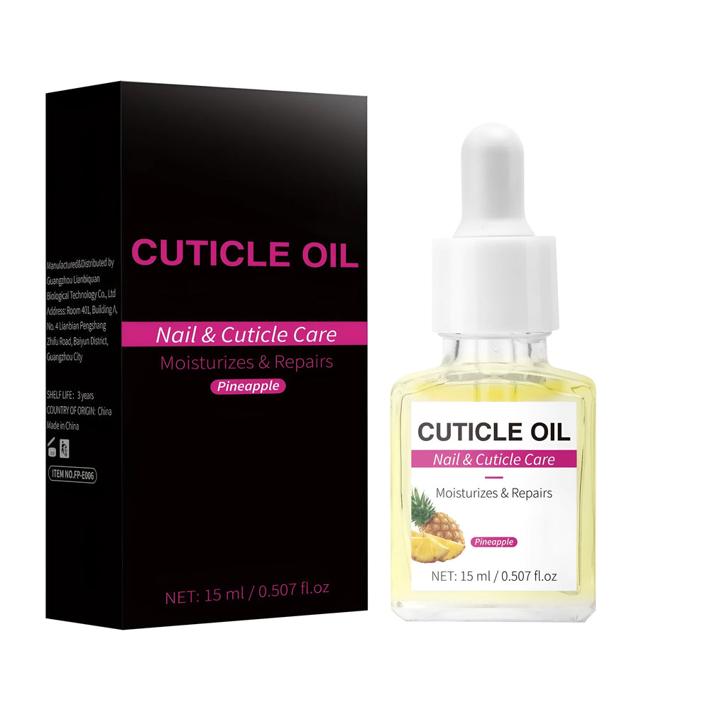 15ml bottle of cuticle oil with a built-in applicator brush for nail care.