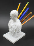 White American style character modeling pen holder with cartoon design in synthetic resin