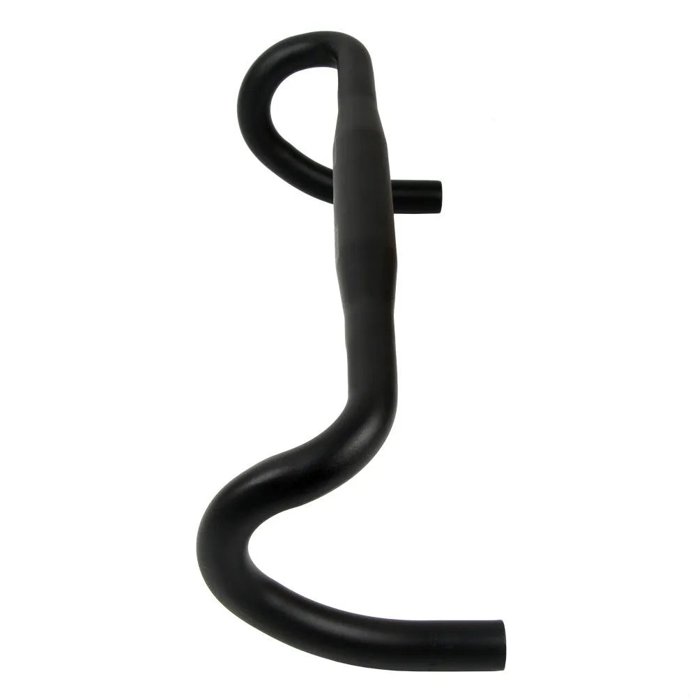 UNO black aluminium alloy road bike drop handlebar with 31.8mm clamp, showing small bend design