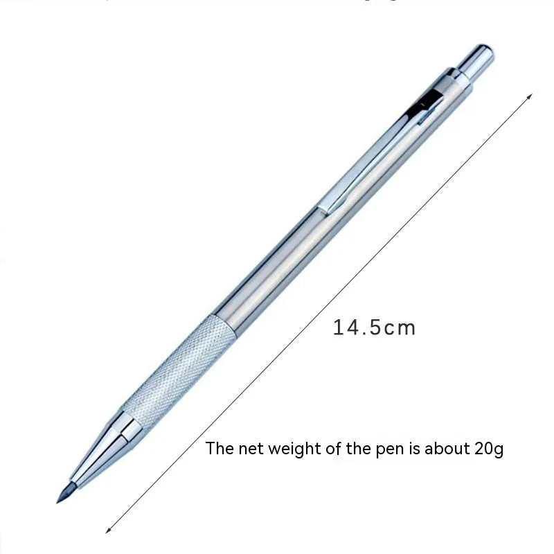 Metal automatic mechanical pencil with multi-diameter refill options for writing and drafting