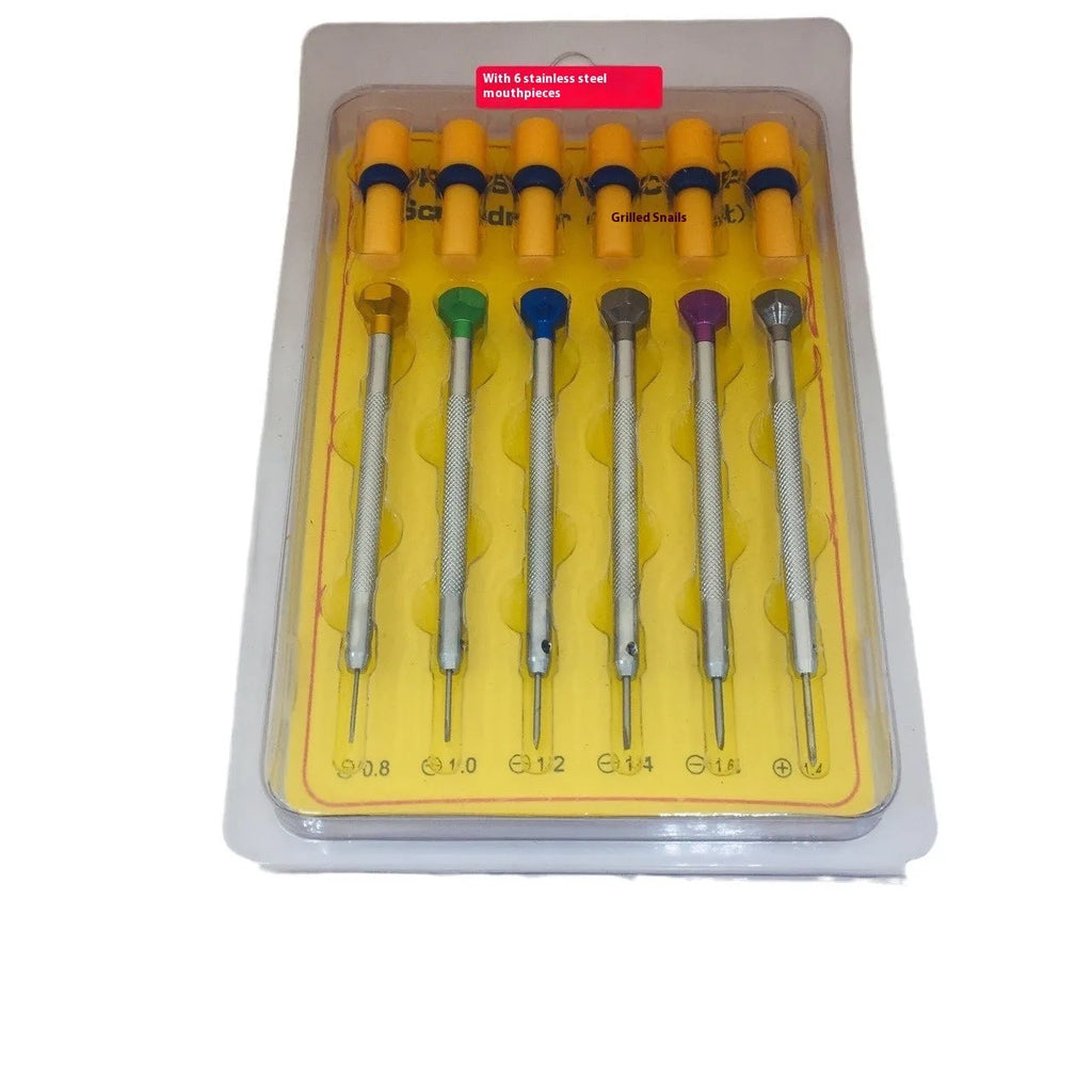 6PCs color aluminum suit watch repair screwdriver set with copper handles and spring steel heads