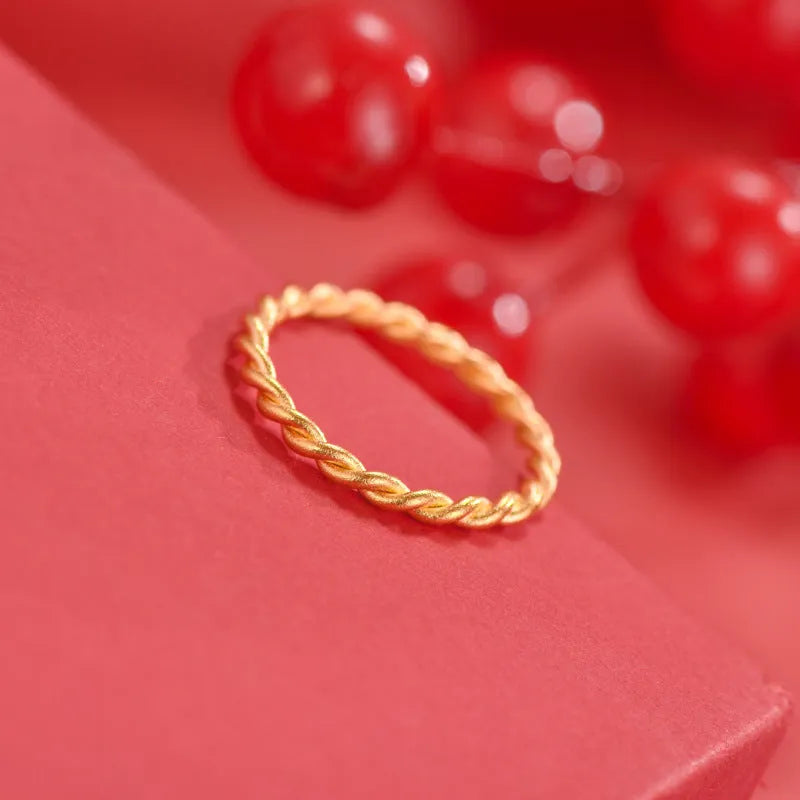 Brass gold plated women's simple bracelet ring in twist, matte and glossy finishes
