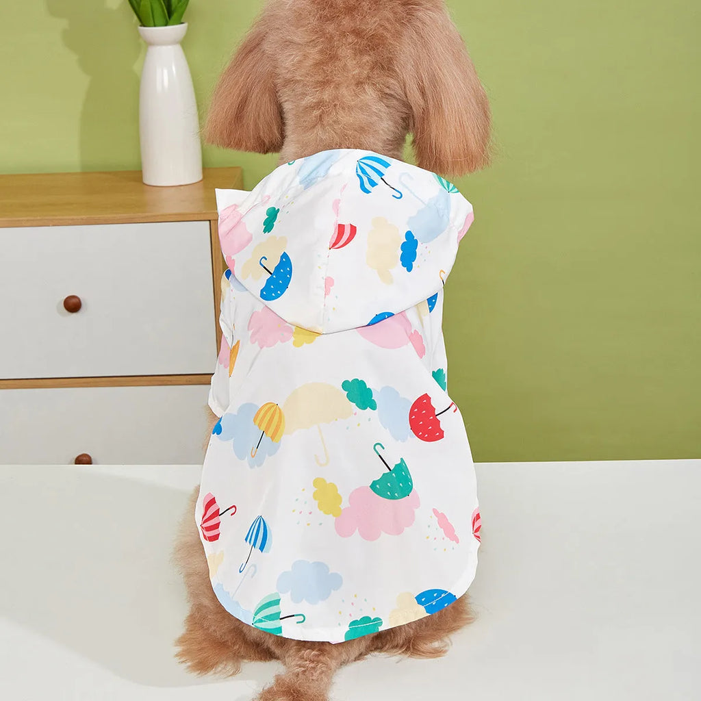 Cartoon umbrella pattern pet raincoat in colourful design for dog weather protection