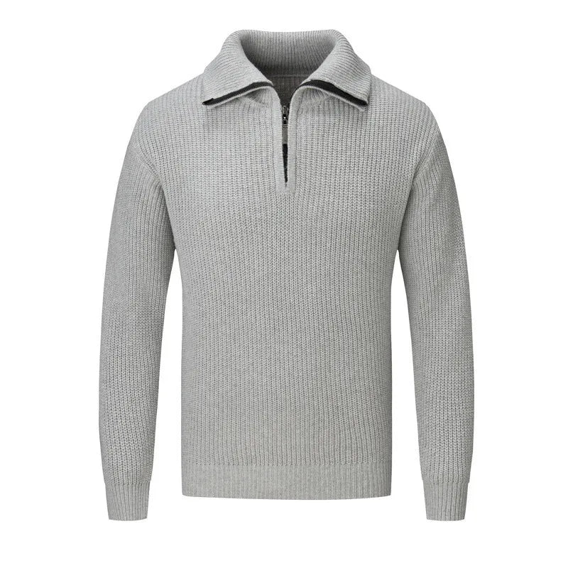 Men's slim fit solid colour pullover sweater for autumn and winter leisure wear