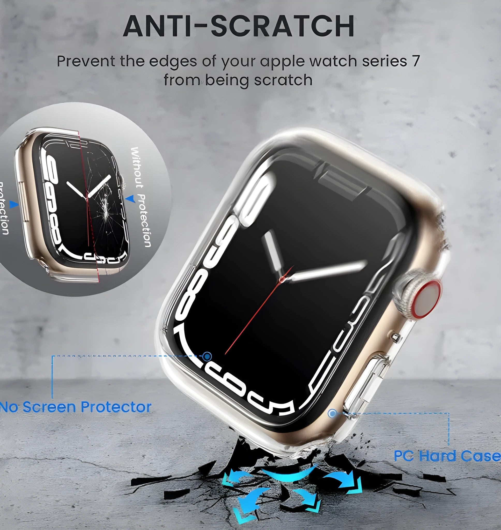 PC tempered film protective case for Apple Watch in various colours and patterns.