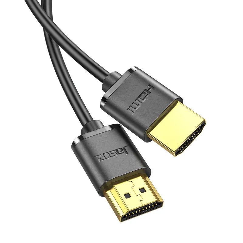 HDMI cable with gold-plated connectors and thin flexible black wire