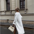 White long knit cardigan jacket with loose fit and 105cm length