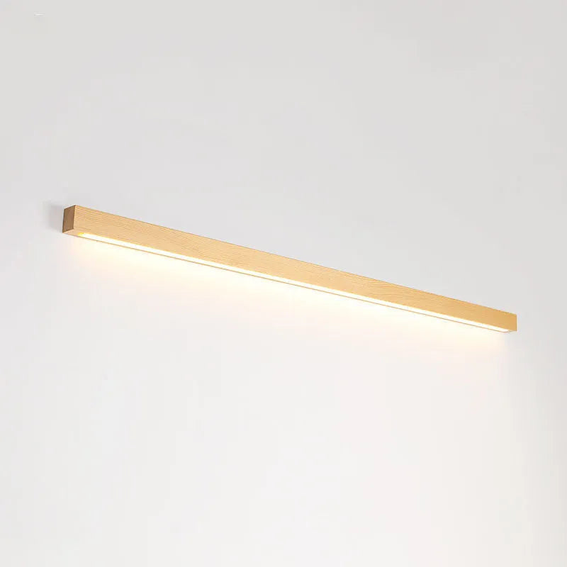 Modern walnut-colour wood and acrylic LED strip wall lamp in 60cm, 80cm or 120cm lengths.