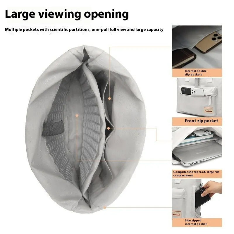 Shockproof water-resistant nylon laptop inner liner bag in black showing size dimensions