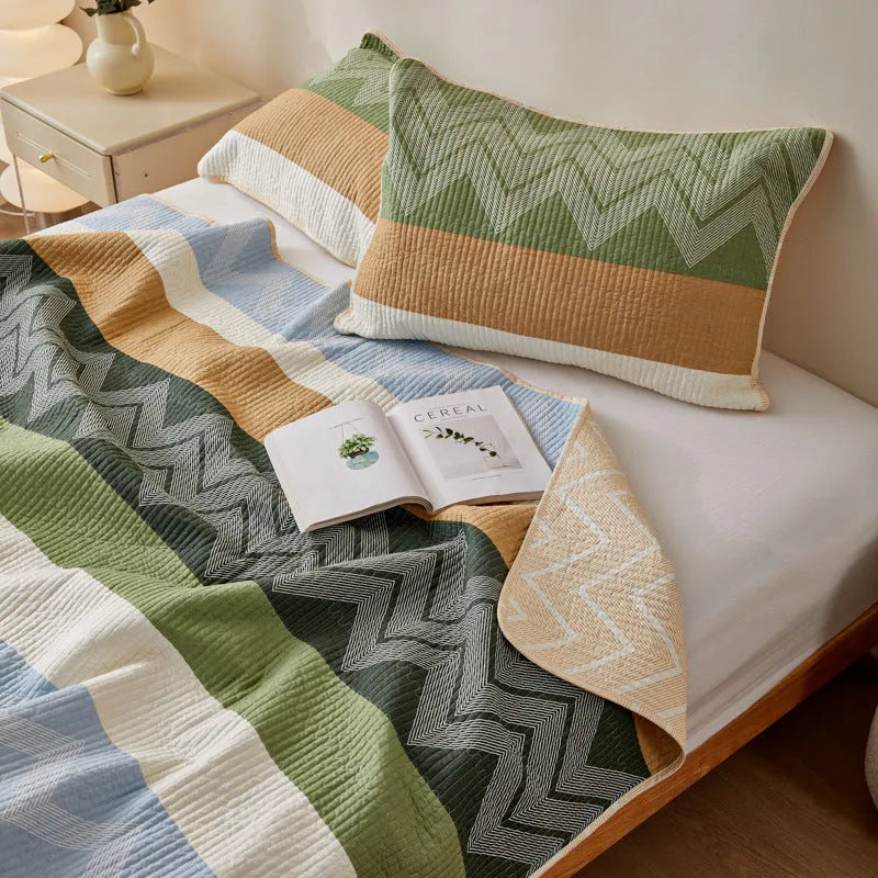 Pure cotton printed bed sheet set in modern simple design for summer bedding