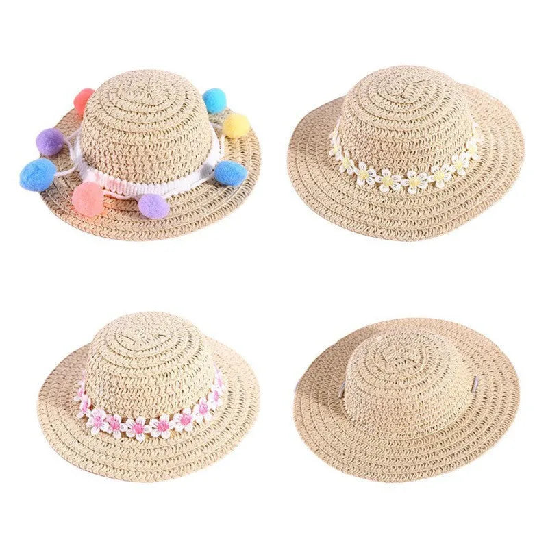 Handmade adjustable paper pet hat with bowknot for dogs and cats in cartoon design