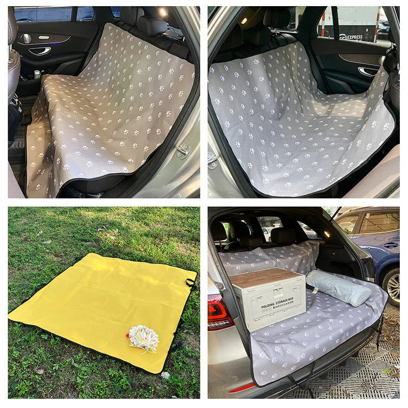 Waterproof cloth car pet mat for rear seats with dog footprint pattern
