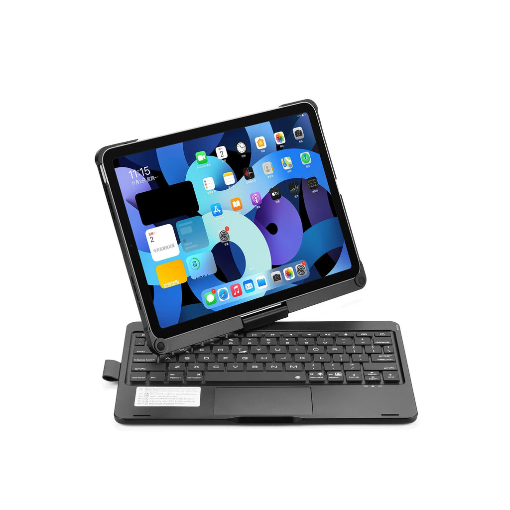 Rotating Bluetooth keyboard with backlight for iPad Pro and iPad Air tablets in black, silver, or rose gold