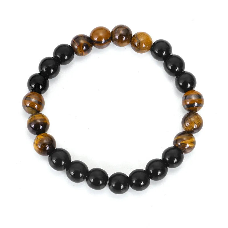 Tiger eye stone tassel pendant on ball bead chain necklace with national style design