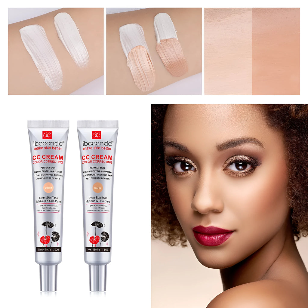 Erborian Centella Asiatica CC cream tube in light and dark shades for colour correcting makeup
