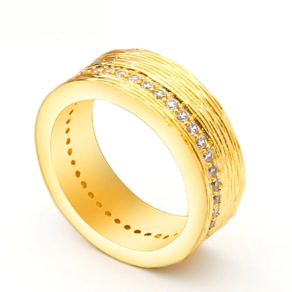 Gold electroplated geometric copper zircon ring for women in sizes 6, 7, 8