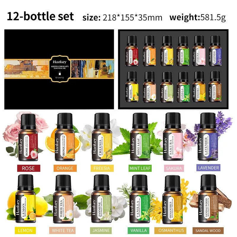 Boxed set of water-soluble aromatherapy essential oils for fresh air purification