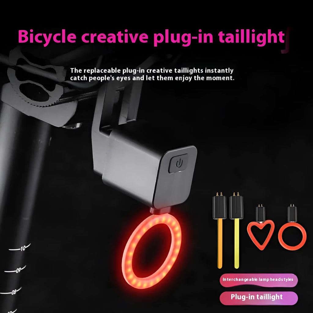 Bicycle taillight with running water LED light pattern mounted on a bike seat tube
