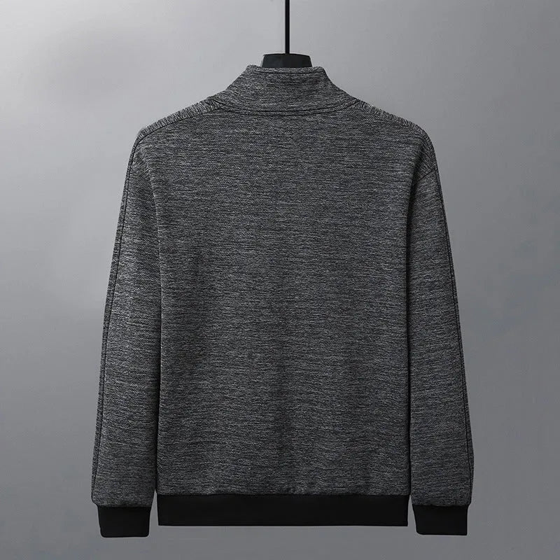 Men's casual jacket with stand-up collar, athletic fit, and zip front in black, blue, or grey colours