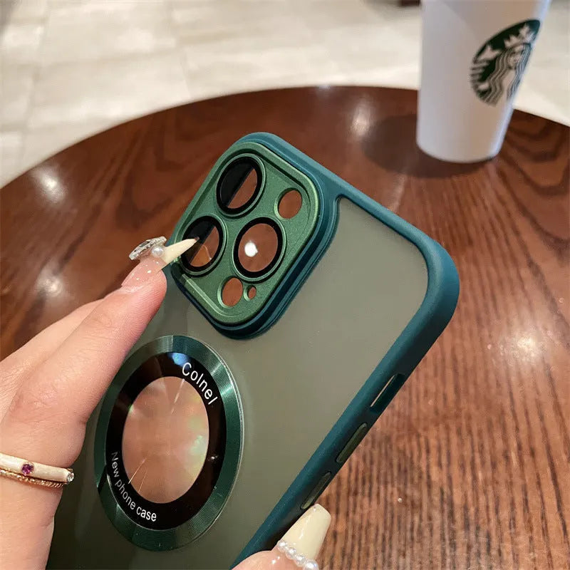 Frosted PC iPhone 15 phone case with magnetic skin suction in blue colour showing shockproof protection