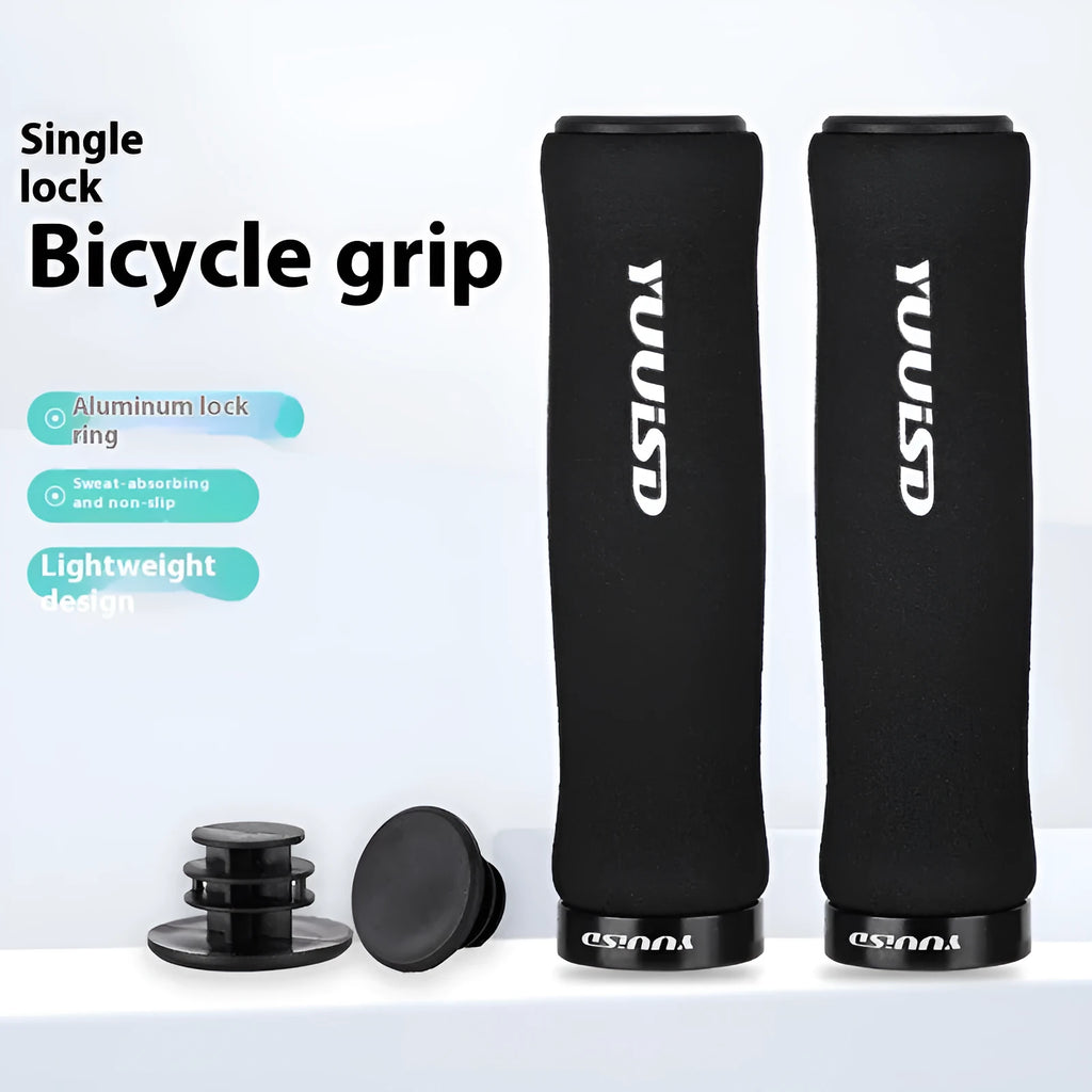 Pair of soft sponge mountain bike handlebar covers in black, purple, or biange colours for shock absorption