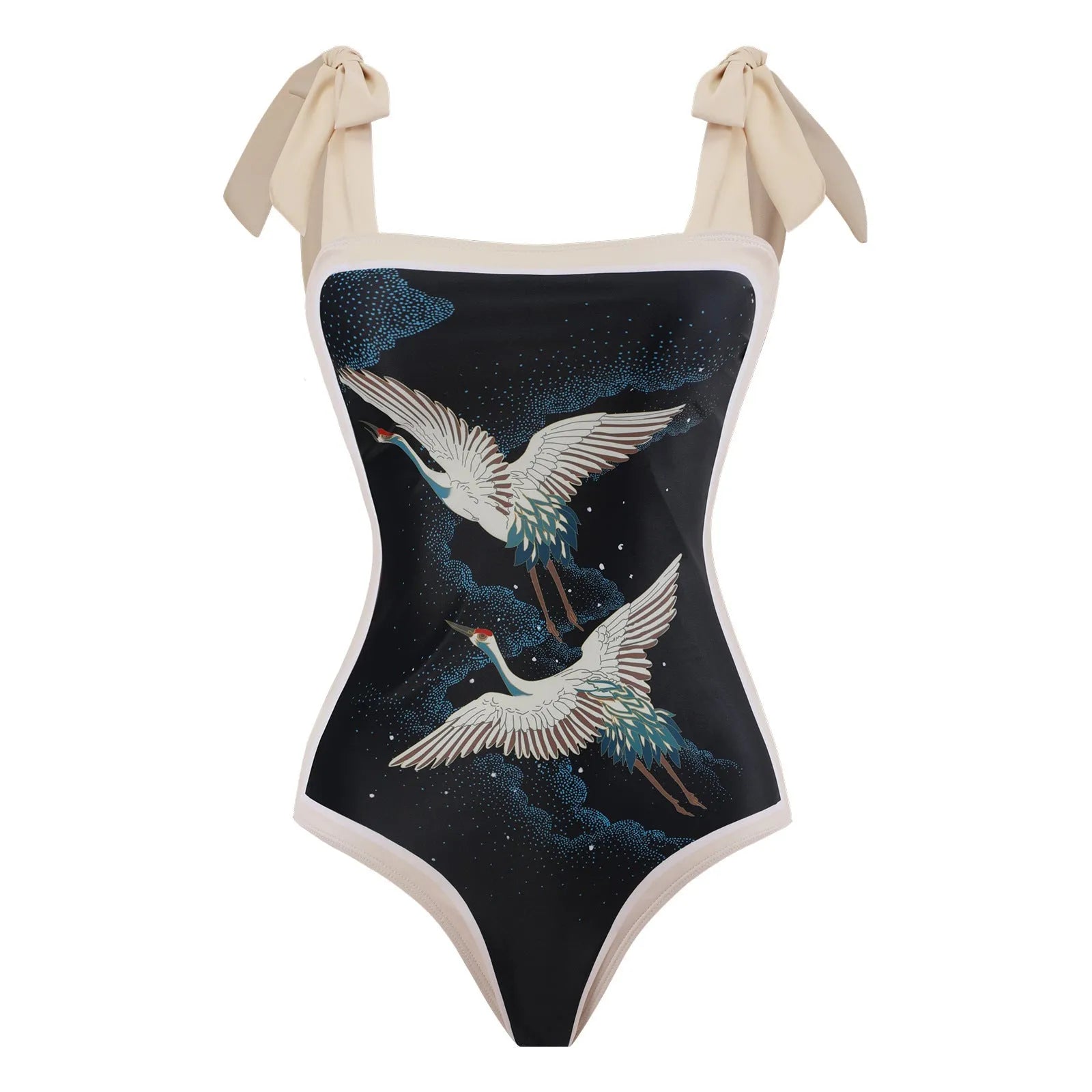 Women's retro one-piece swimsuit with chiffon skirt in floral or marble pattern