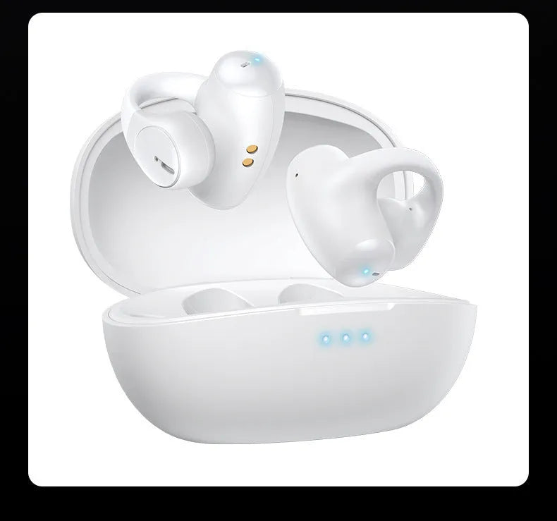 Black and white T306 Bluetooth wireless clip-on gaming and sports headset with ear hook design.
