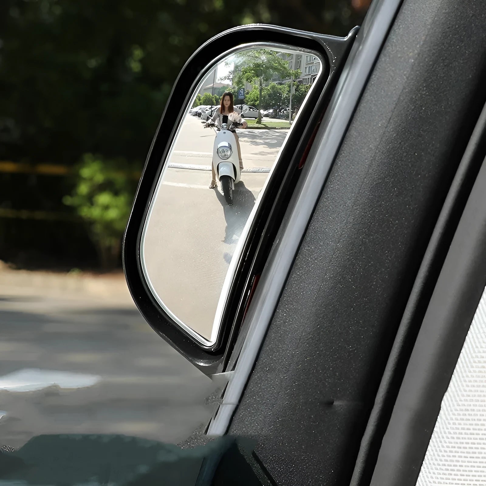 Two-row wide angle car rearview mirror with ABS construction and universal fit design