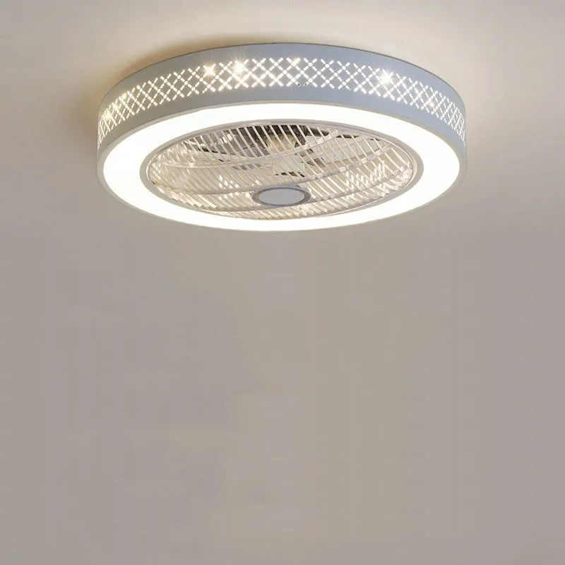 Pastoral style 55cm LED invisible fan chandelier with metal blades for ceiling installation