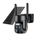 Solar-powered surveillance camera with 8x zoom lens for outdoor security