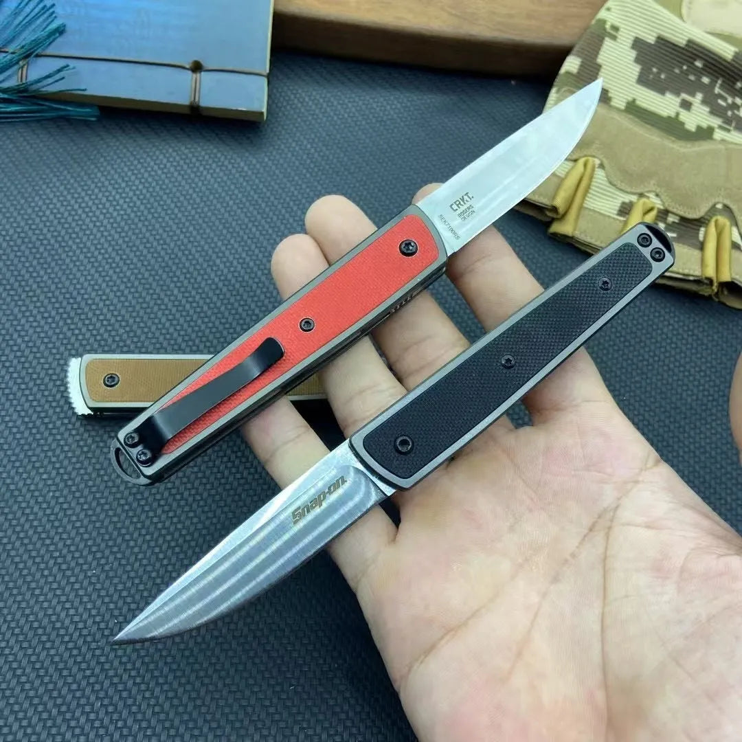 Folding fruit knife with stainless steel blade in black, coffee or red handle options