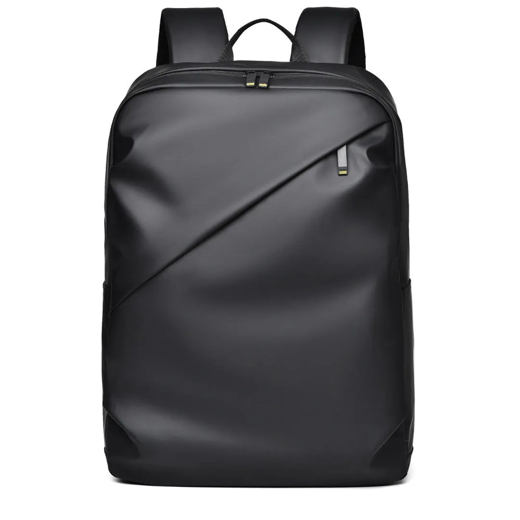 Waterproof large capacity PU backpack in black, blue, or grey with simple design