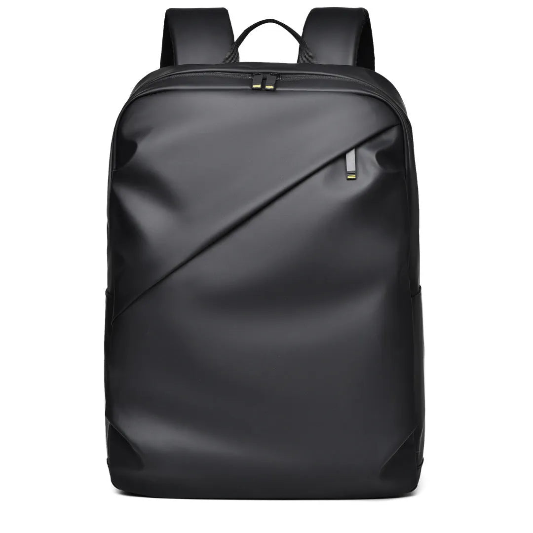Waterproof large capacity PU backpack in black, blue, or grey with simple design