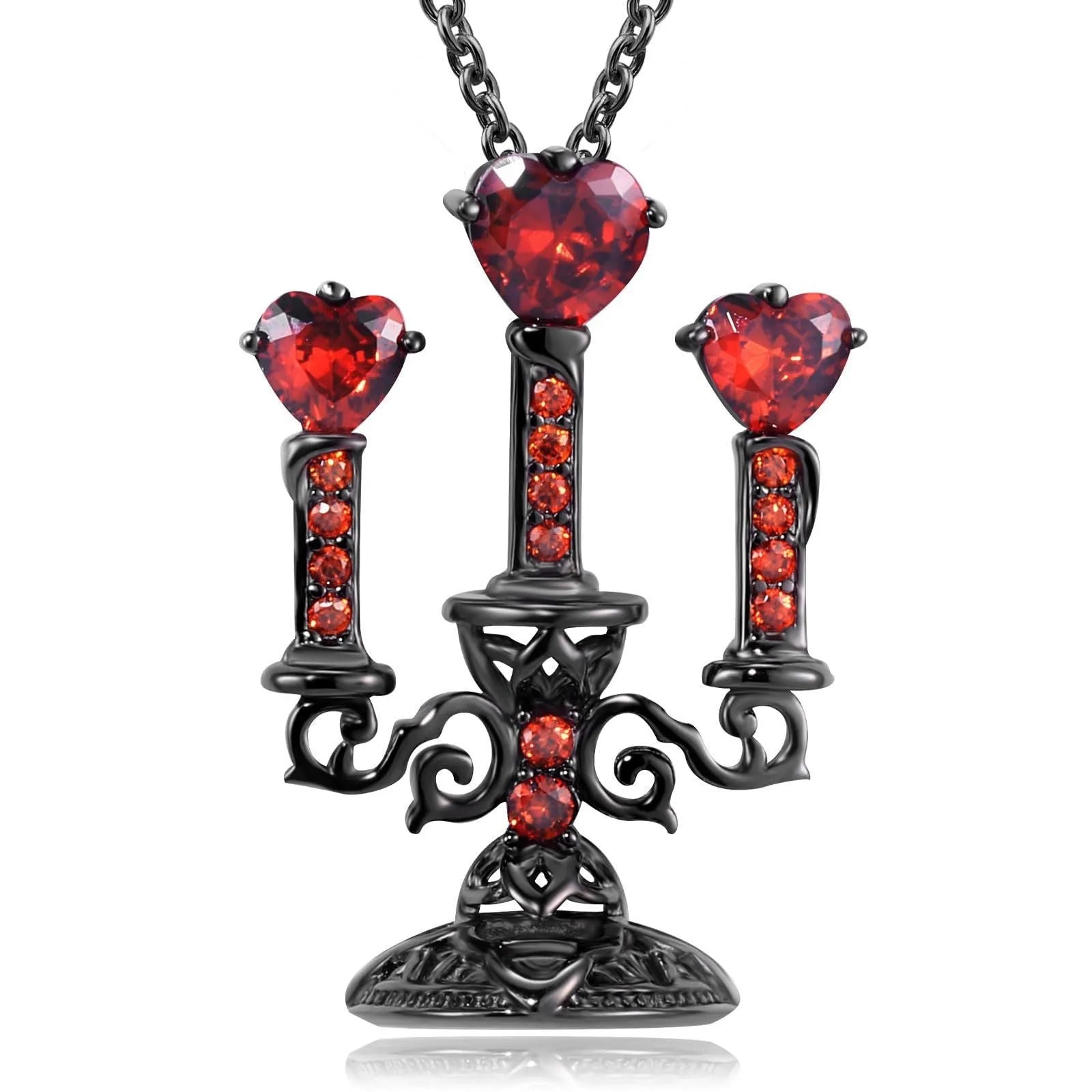 Zinc alloy necklace with hollow candlestick pendant on a cross chain, in retro candlestick colour