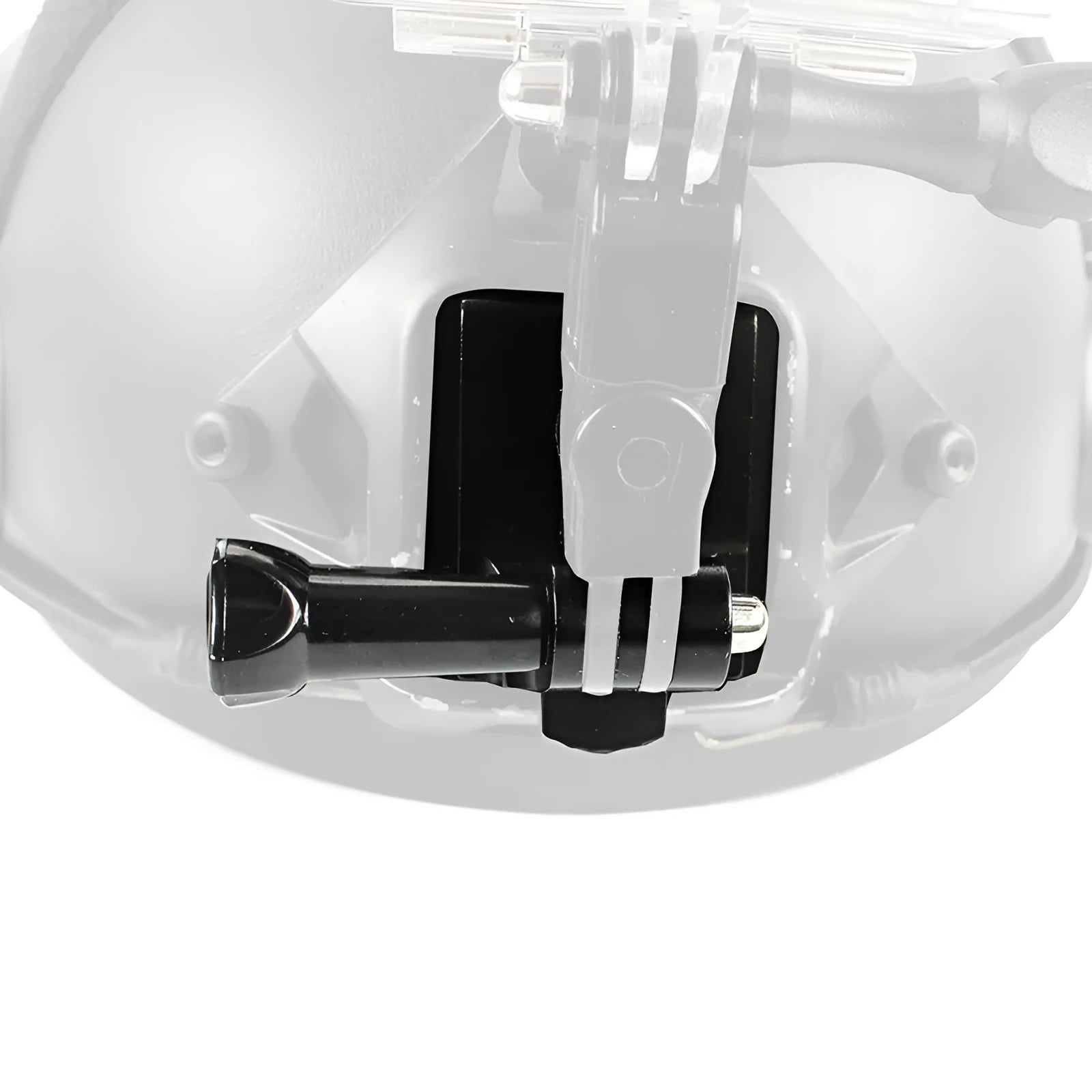 Black aluminium alloy GoPro helmet holder extension rod with quick-release bracket.