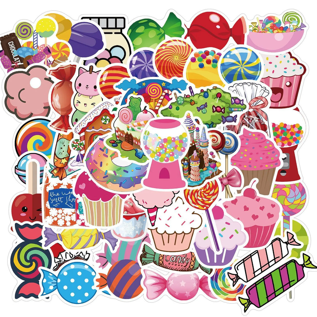 Candy series colourful graffiti and cartoon stickers pack of 50 sheets for DIY decoration