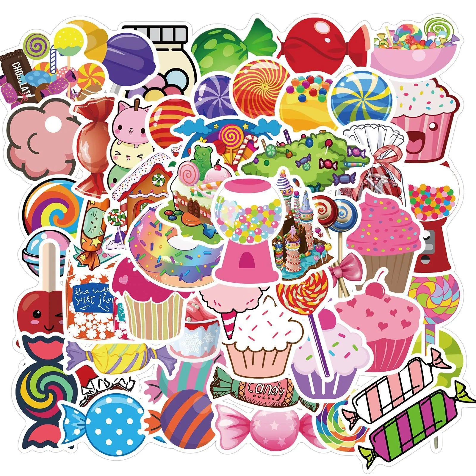 Candy series colourful graffiti and cartoon stickers pack of 50 sheets for DIY decoration