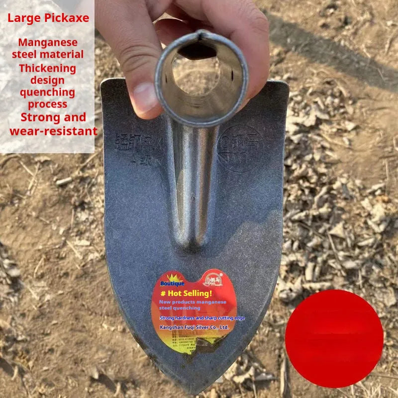 Agricultural pointed hoe with steel horse tip for manual weeding and ploughing in gardens