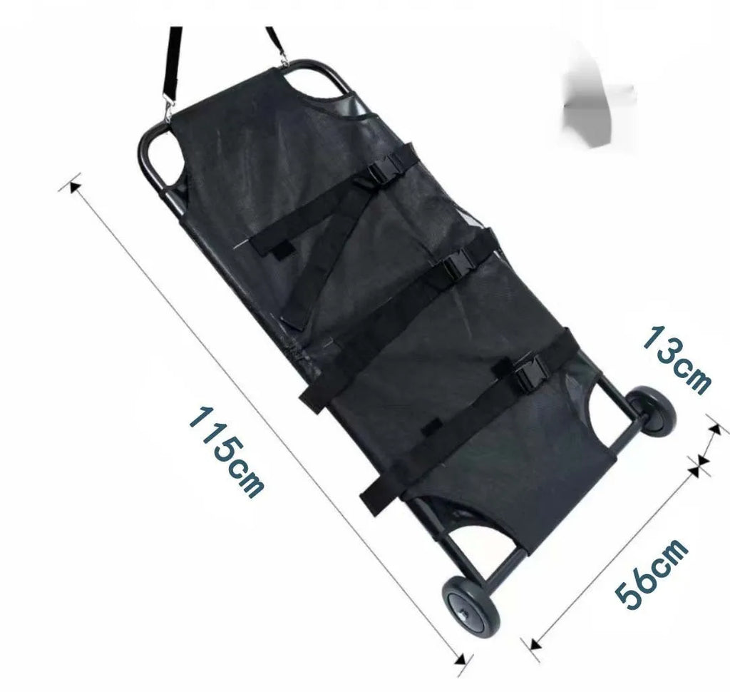 Large black aluminium alloy pet stretcher for emergency dog transport and veterinary use