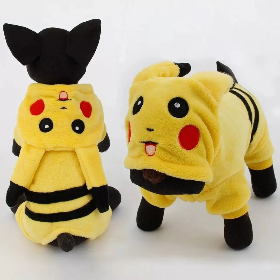 Fleece hoodie coat for cat or small dog in costume style with hood
