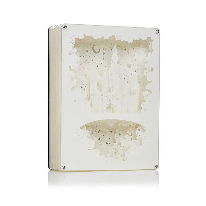 Modern USB bedside night light with intricate paper carving design and remote control.