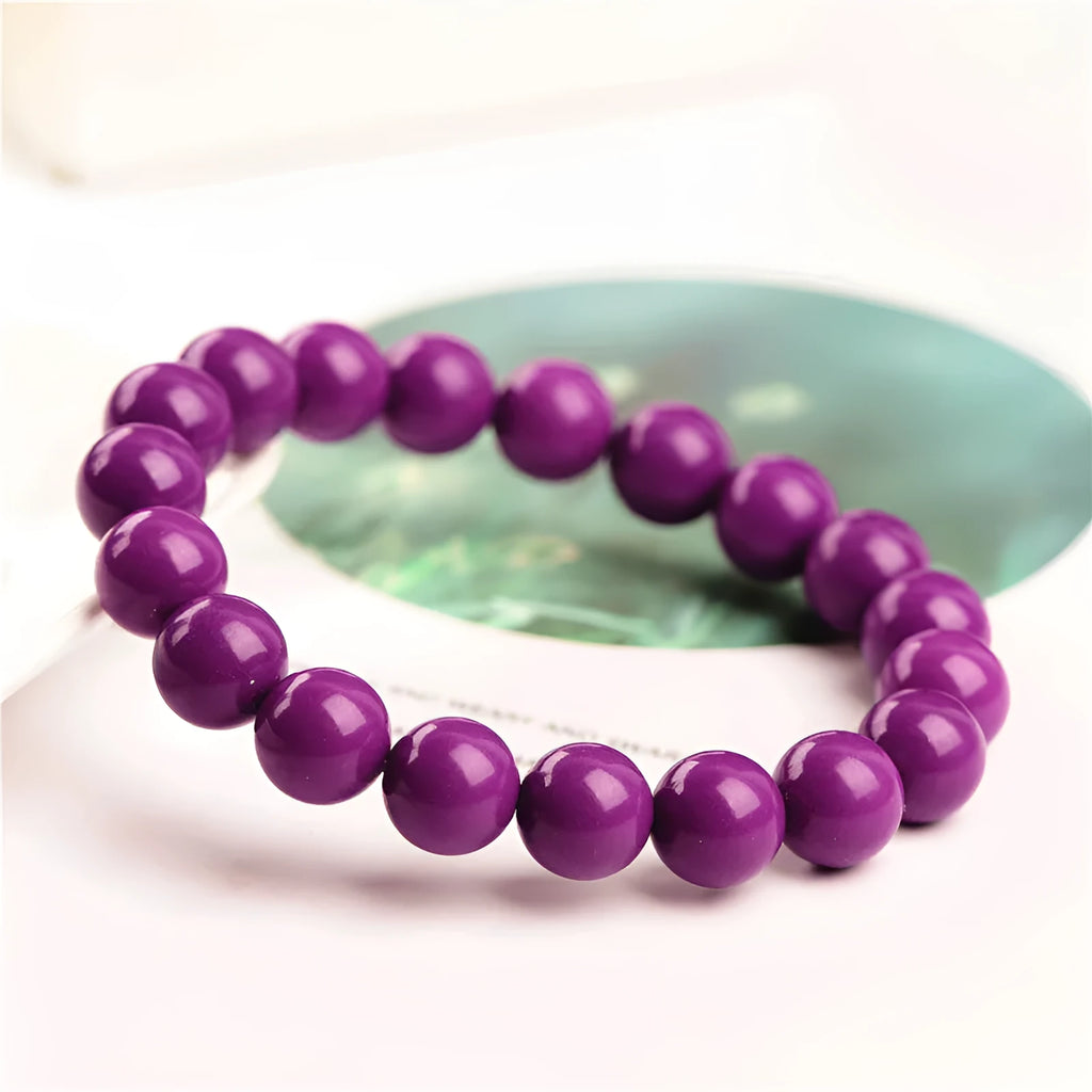 Jiuya purple mica crystal bracelet with polished finish showing single circle construction
