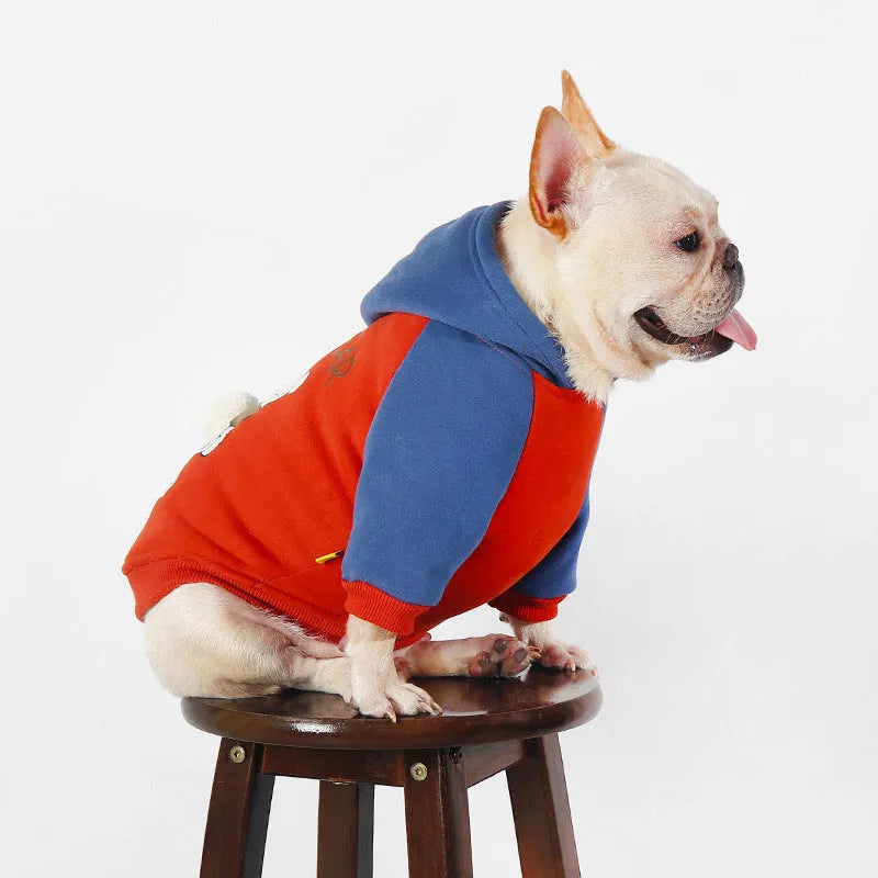 Red cotton dog jumper for small and medium dogs, available in sizes L to 4XL, autumn and winter pet clothing