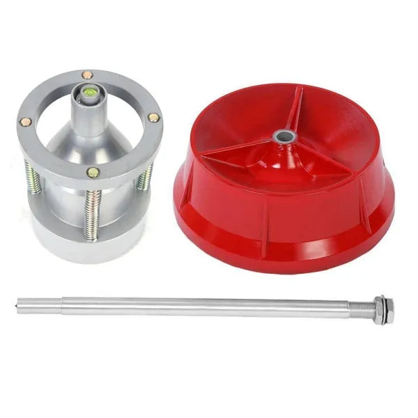 Portable aluminium hub balancer with non-rust base and bull's eye level for 1.5 to 4 inch hubs