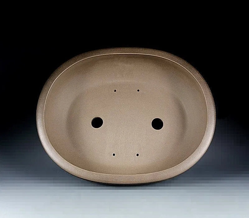 Handmade oval purple sand flower pot in black mud green, 50 cm length